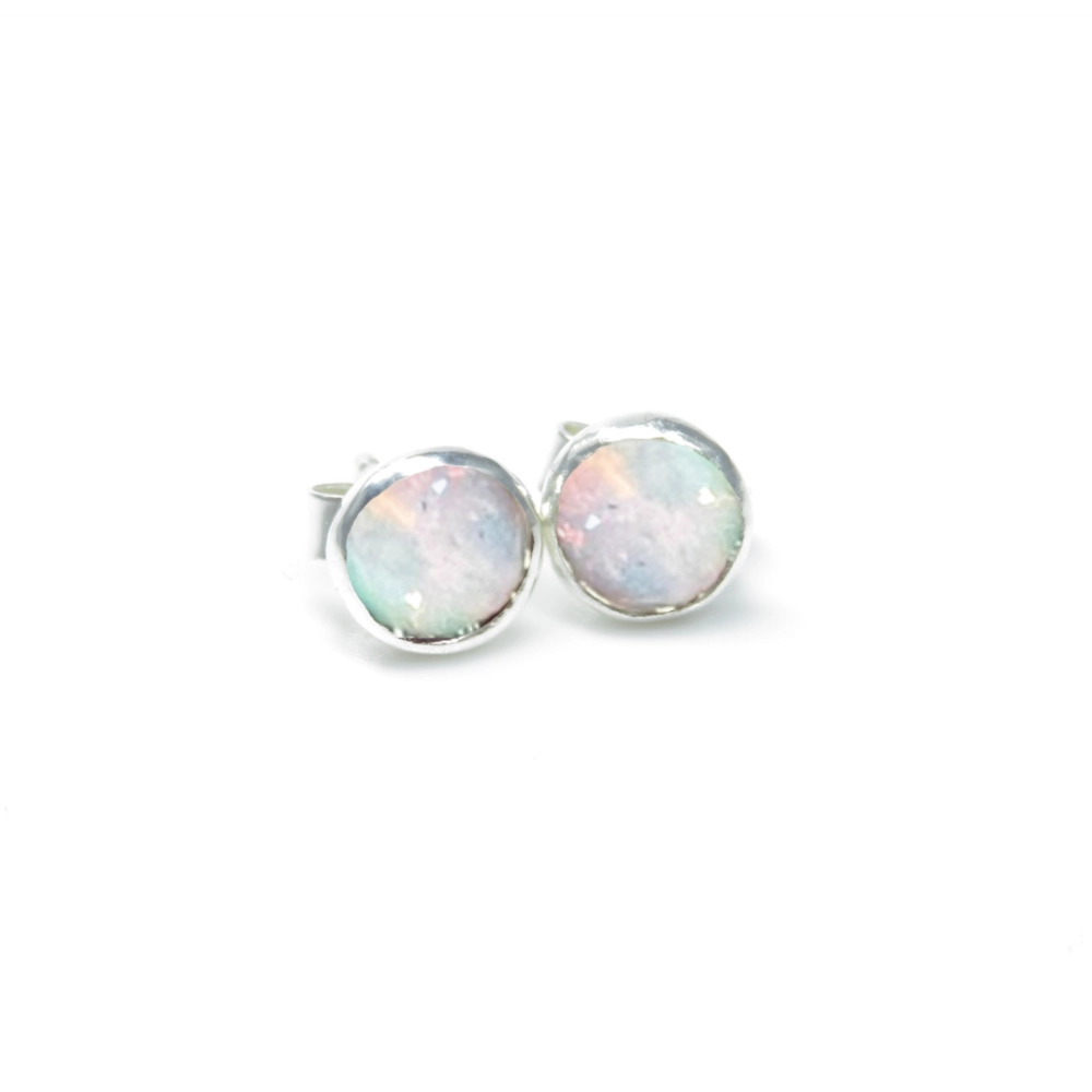 Sterling silver 5mm and 6mm Opal earrings